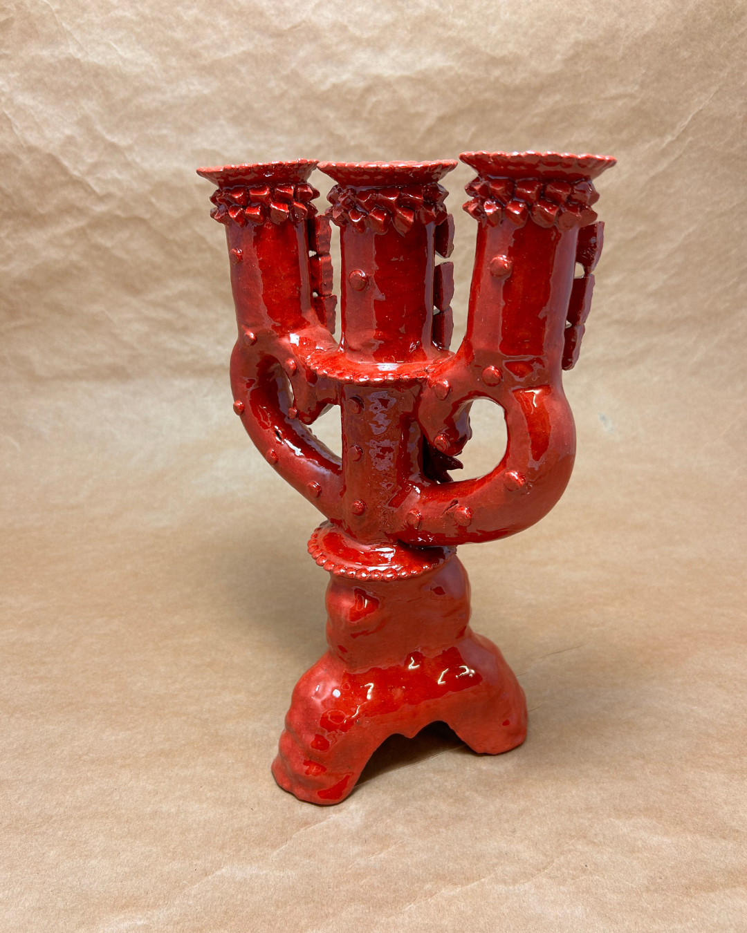 3-HEADED CANDLE HOLDER — THE MICHOACÁN BARRO COLLECTION