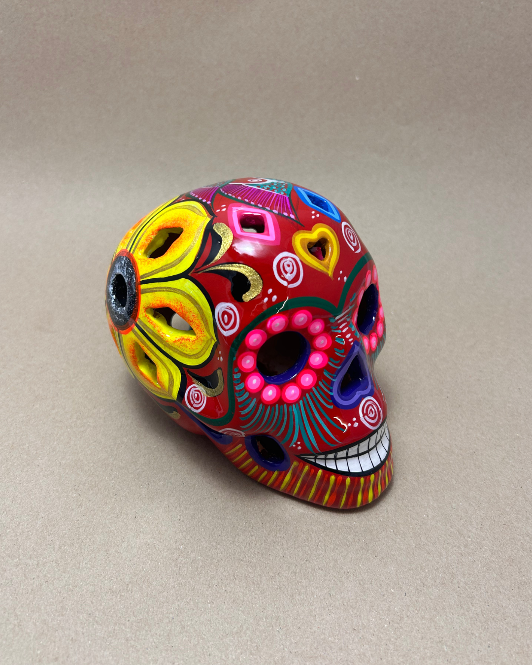 DIA DE LOS MUERTOS HAND PAINTED SKULL - 14cm