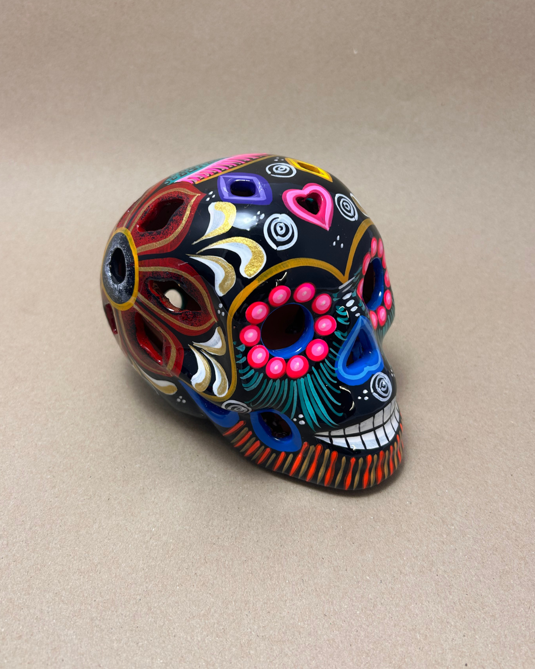 DIA DE LOS MUERTOS HAND PAINTED SKULL - 14cm