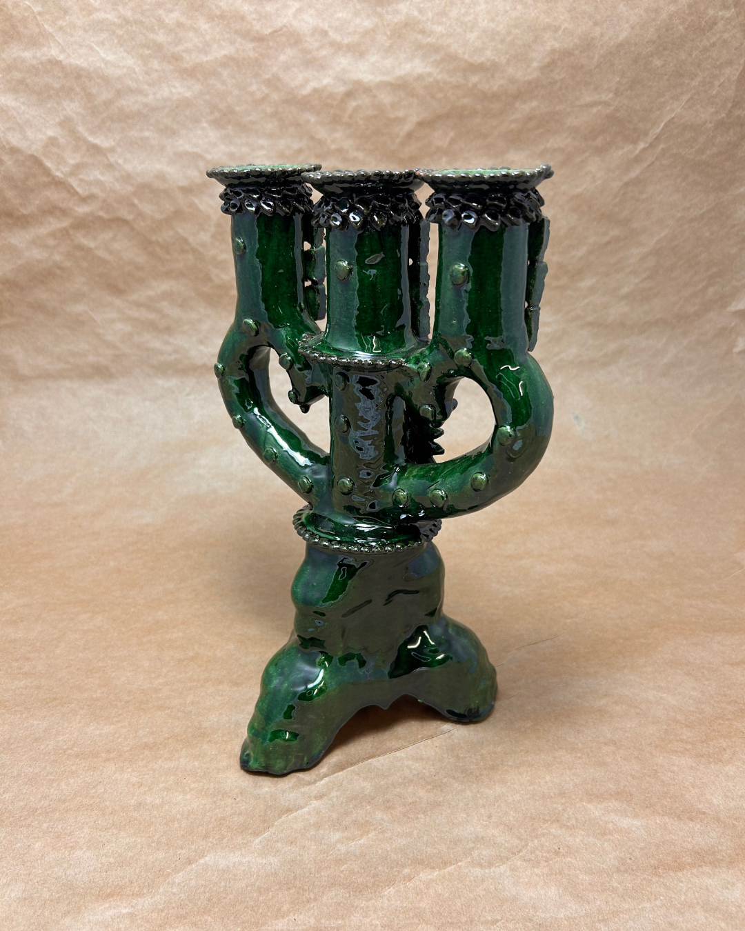 3-HEADED CANDLE HOLDER — THE MICHOACÁN BARRO COLLECTION