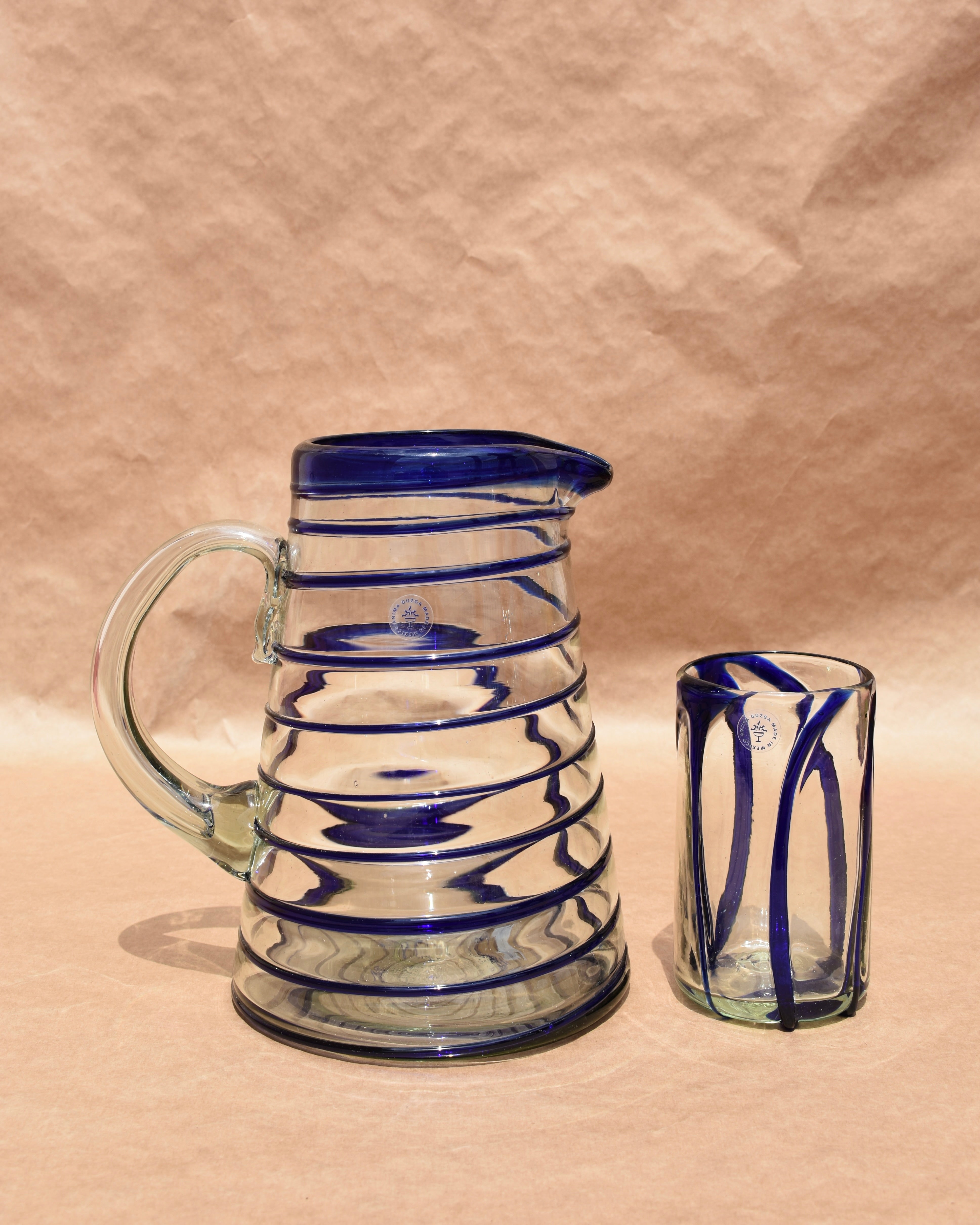 Mexican Blown Glass Pitcher | Signature Glass Pitcher | Anima Guzga