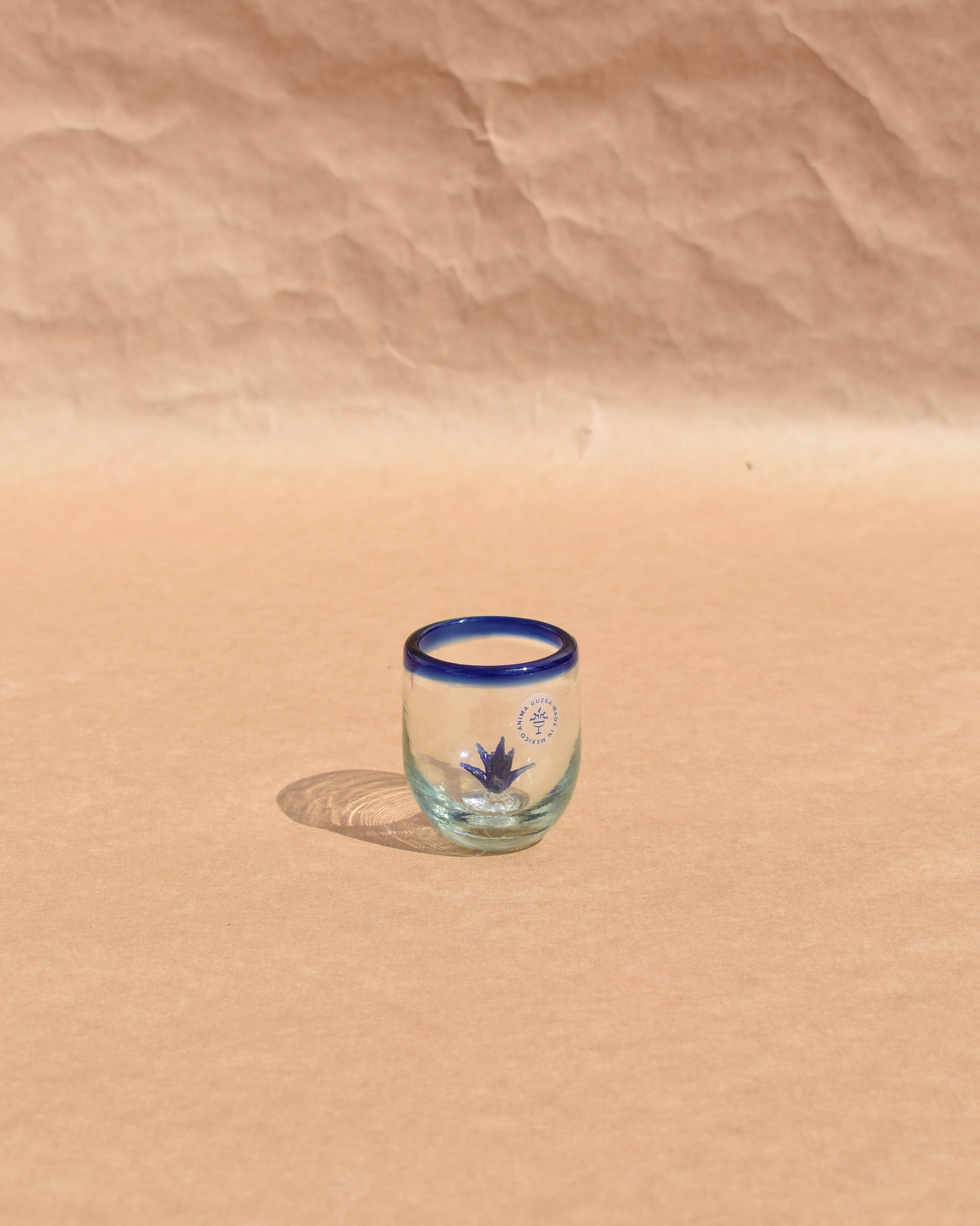 Agave Decorated Shot Glass | Mexican Agave Shot Glass | Anima Guzga