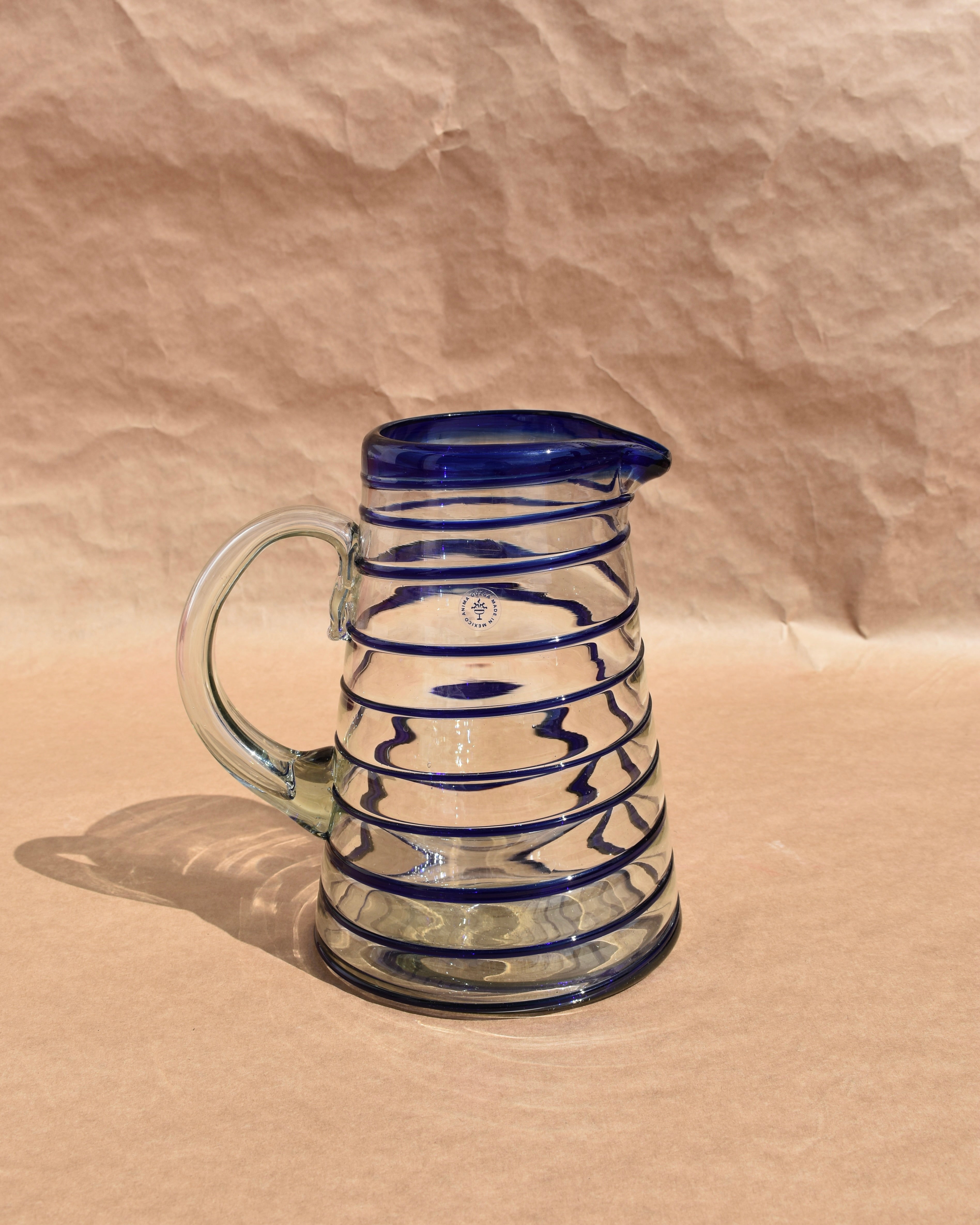 Mexican Blown Glass Pitcher | Signature Glass Pitcher | Anima Guzga