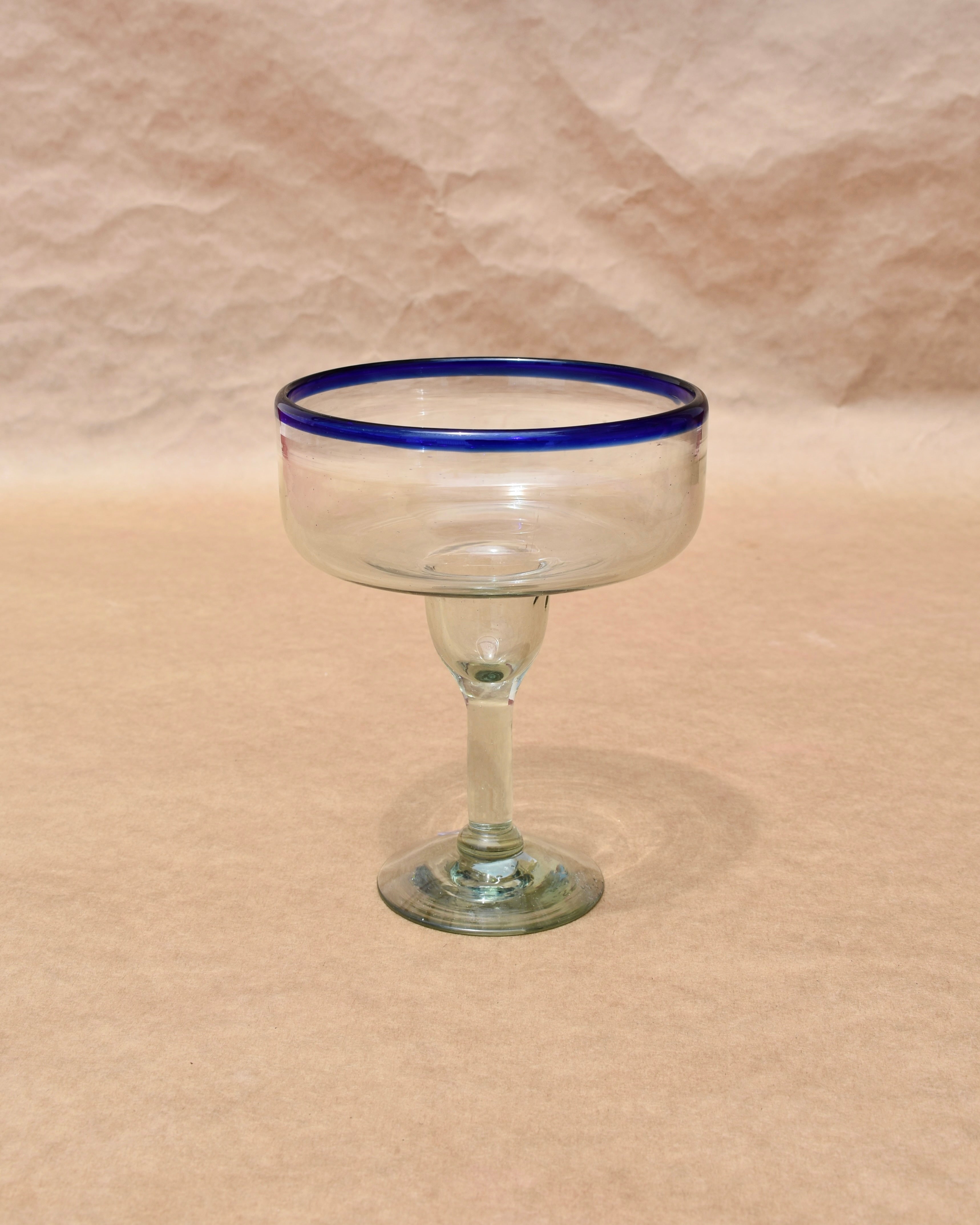 Mexican Hand-Blown Glassware |Coloured Rim Margarita Glass|Anima Guzga