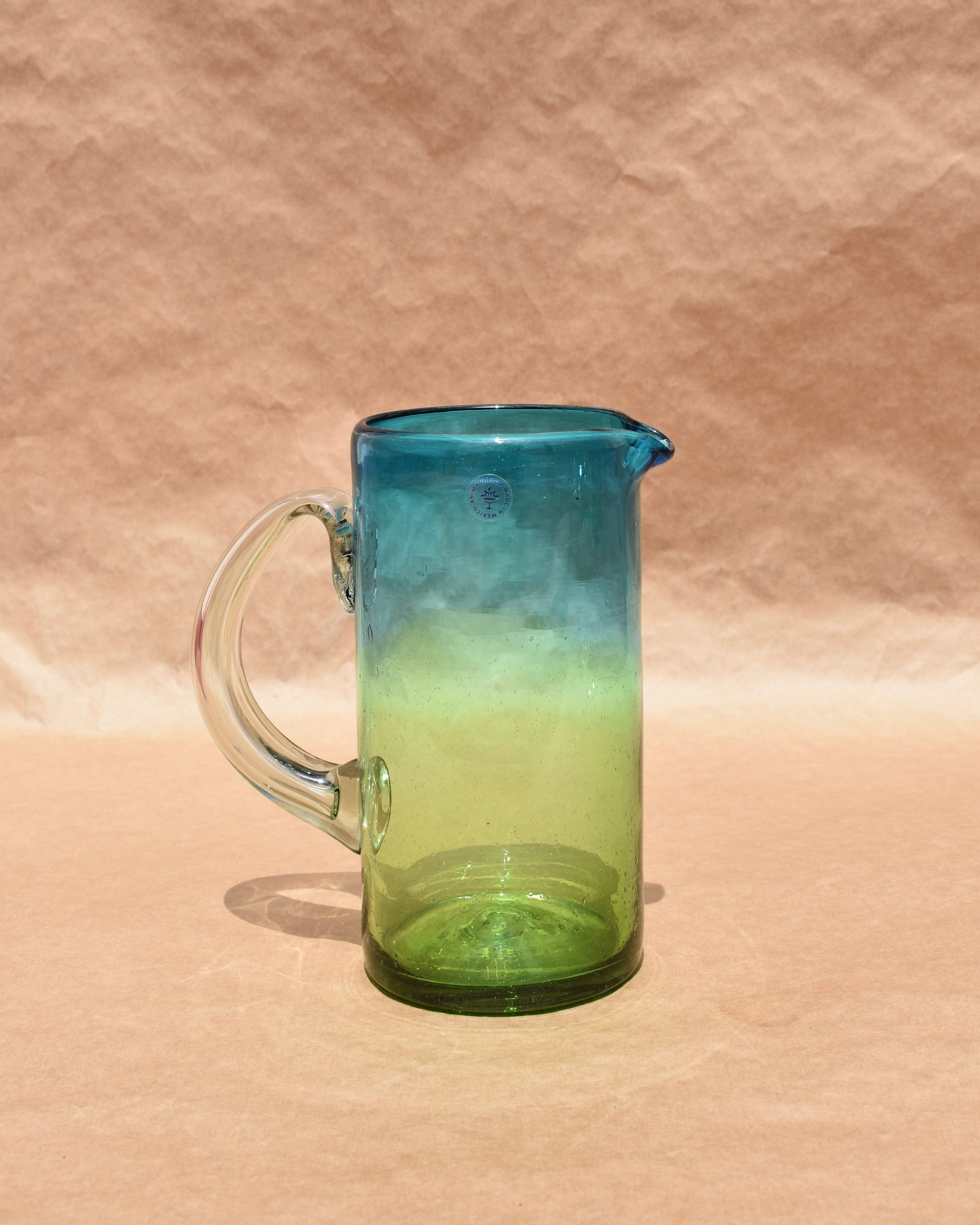 Bicolor Handcrafted Pitcher | Bicolor Artisan Glassware | Anima Guzga