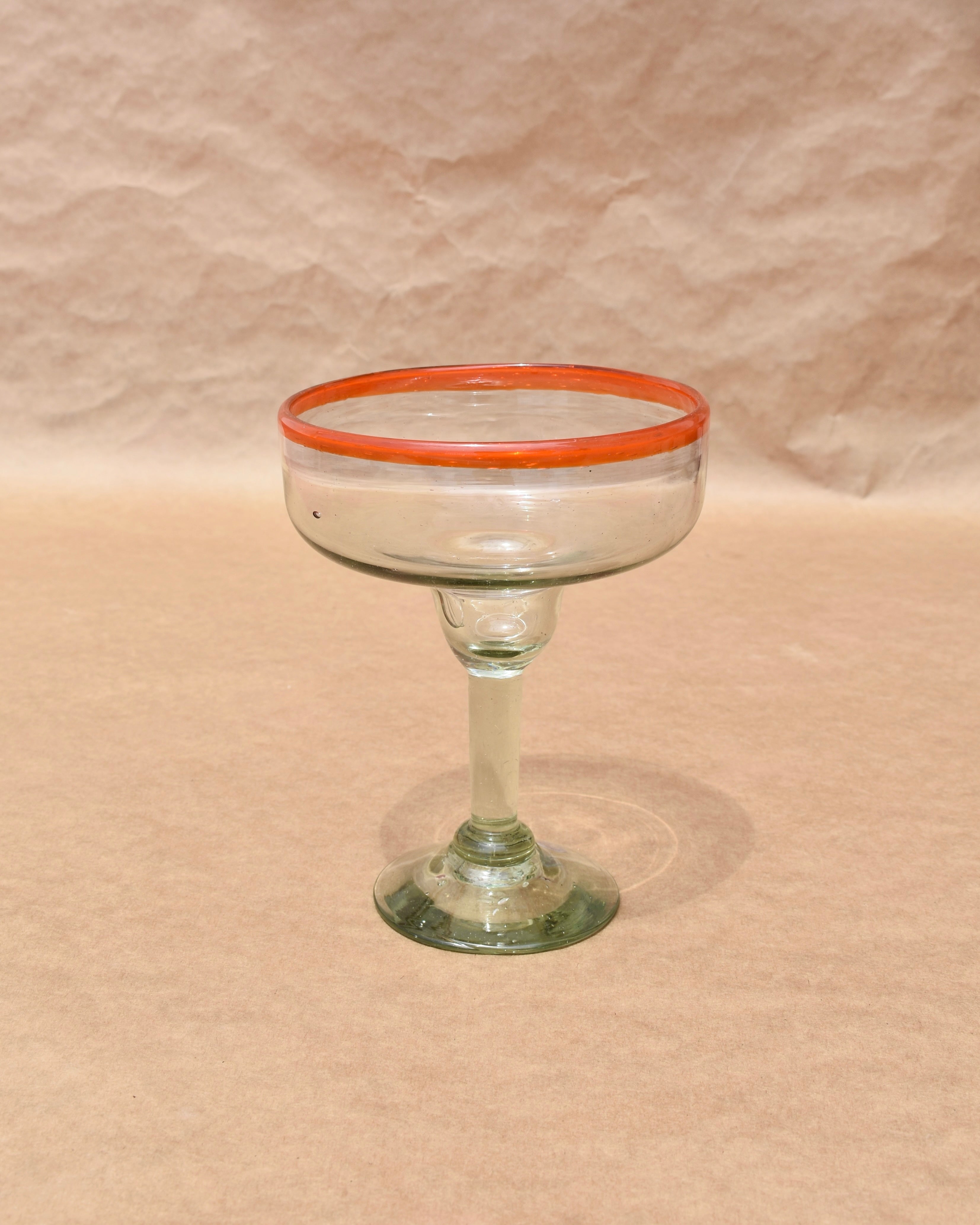 Mexican Hand-Blown Glassware |Coloured Rim Margarita Glass|Anima Guzga