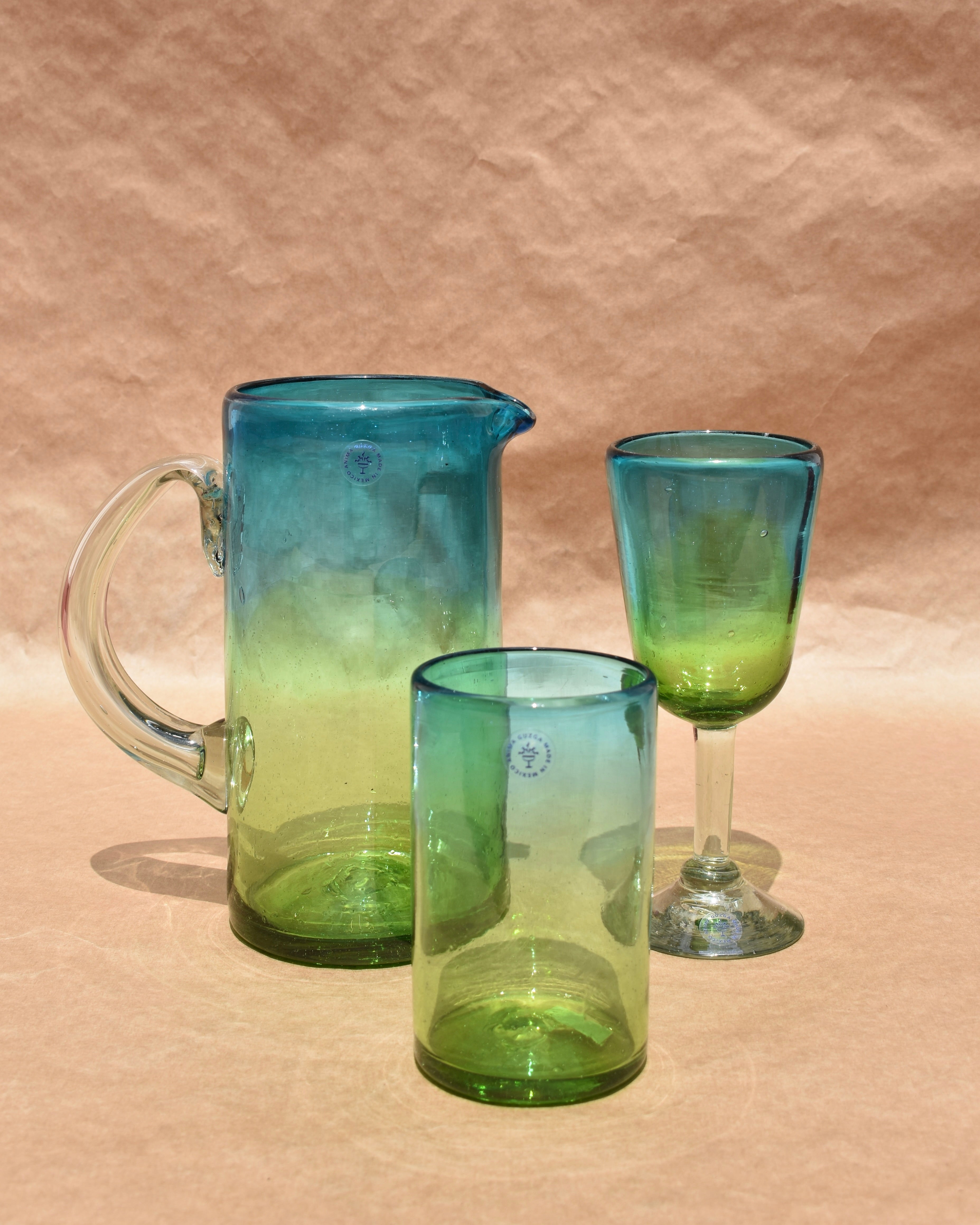 Bicolor Handcrafted Glassware | Bicolor Drink Glass | Anima Guzga